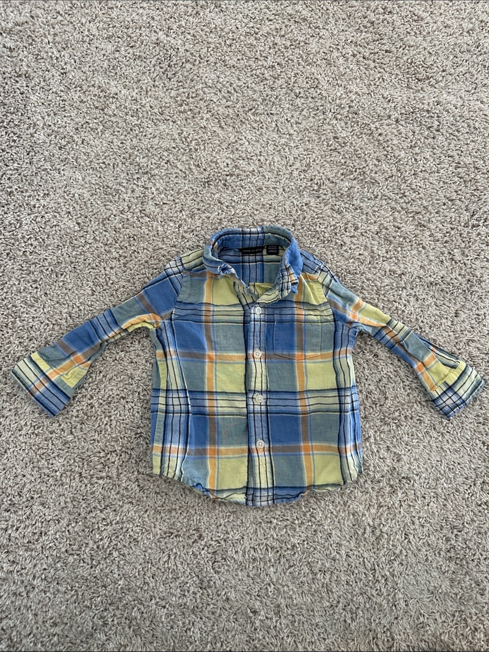 Janie and Jack Blue and Yellow Plaid Shirt